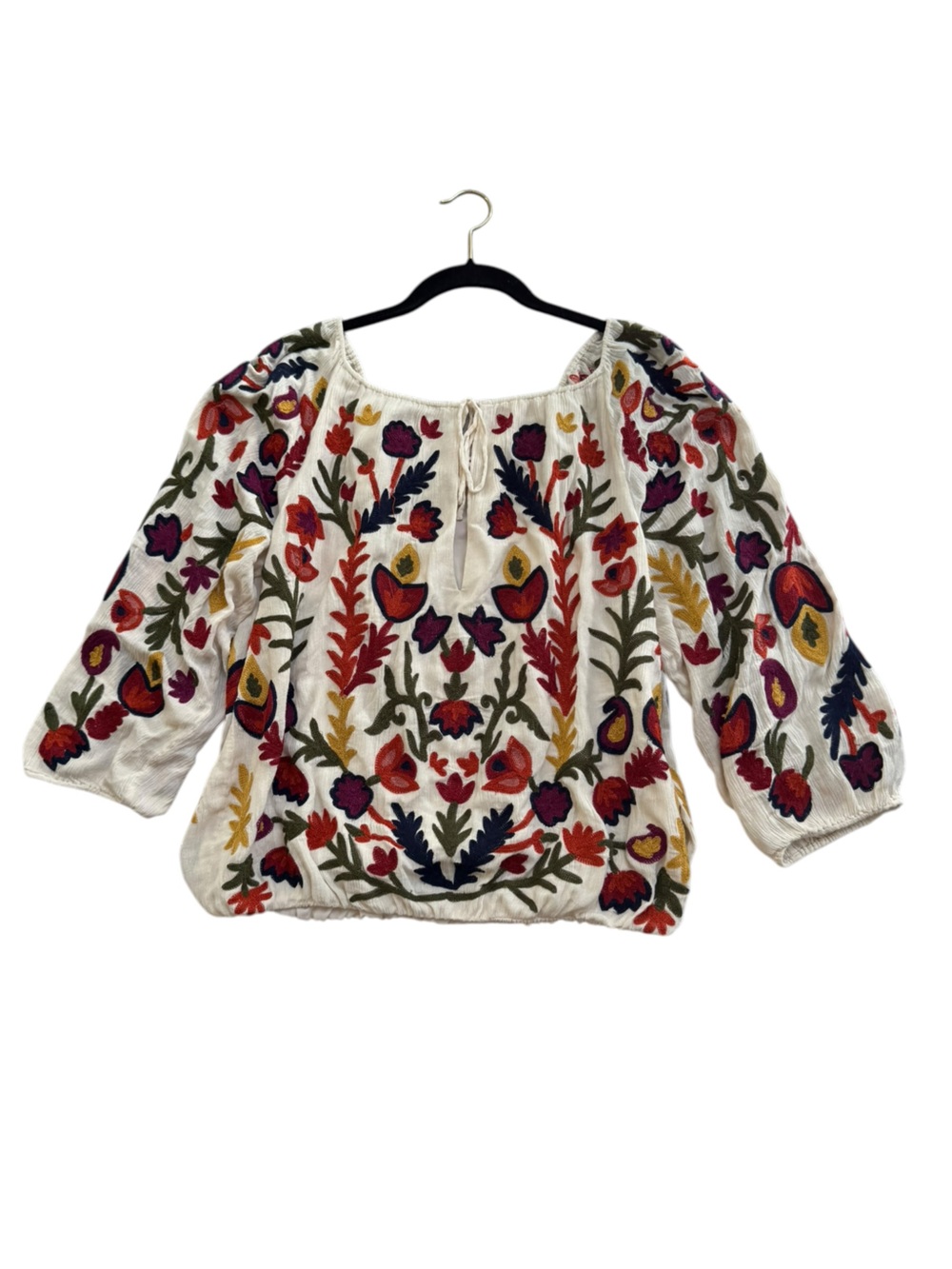 Alice + Olivia Boho Peasant Blouse Multicolor Floral Embroidery Size Large - Picture 16 of 16